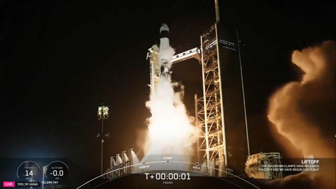 SpaceX launches 4 people on a polar orbit never attempted before