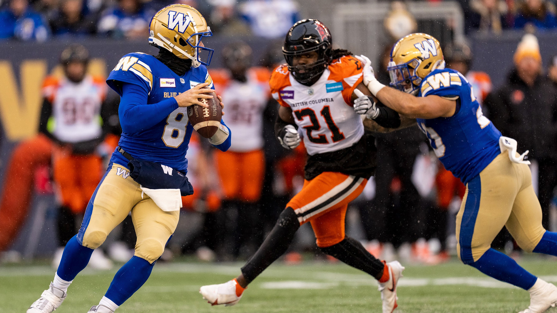 Western Final  Blue Bombers presented with the West Division Trophy -  Winnipeg Blue Bombers