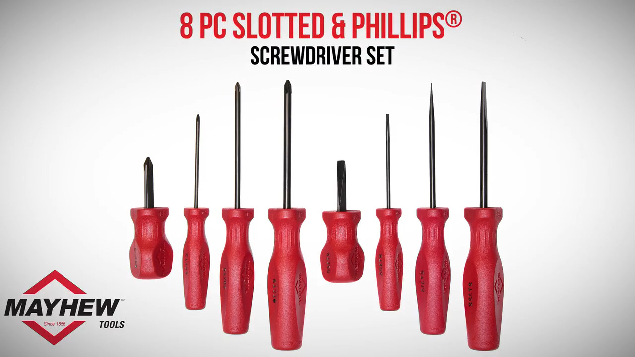 Mayhew Tools 8 PC Slotted Phillips Screwdriver Set
