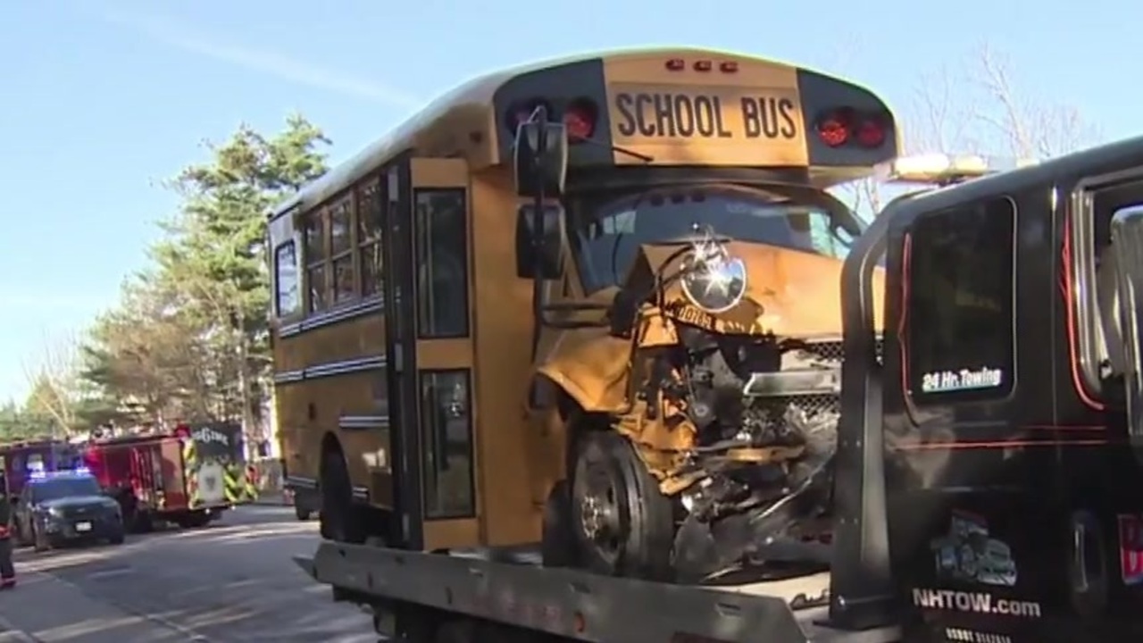 Video shows Nashua, NH school bus slamming into back of SUV