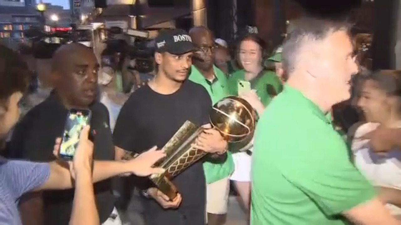 Celtics Coach Joe Mazzulla Celebrates Team Return from Miami