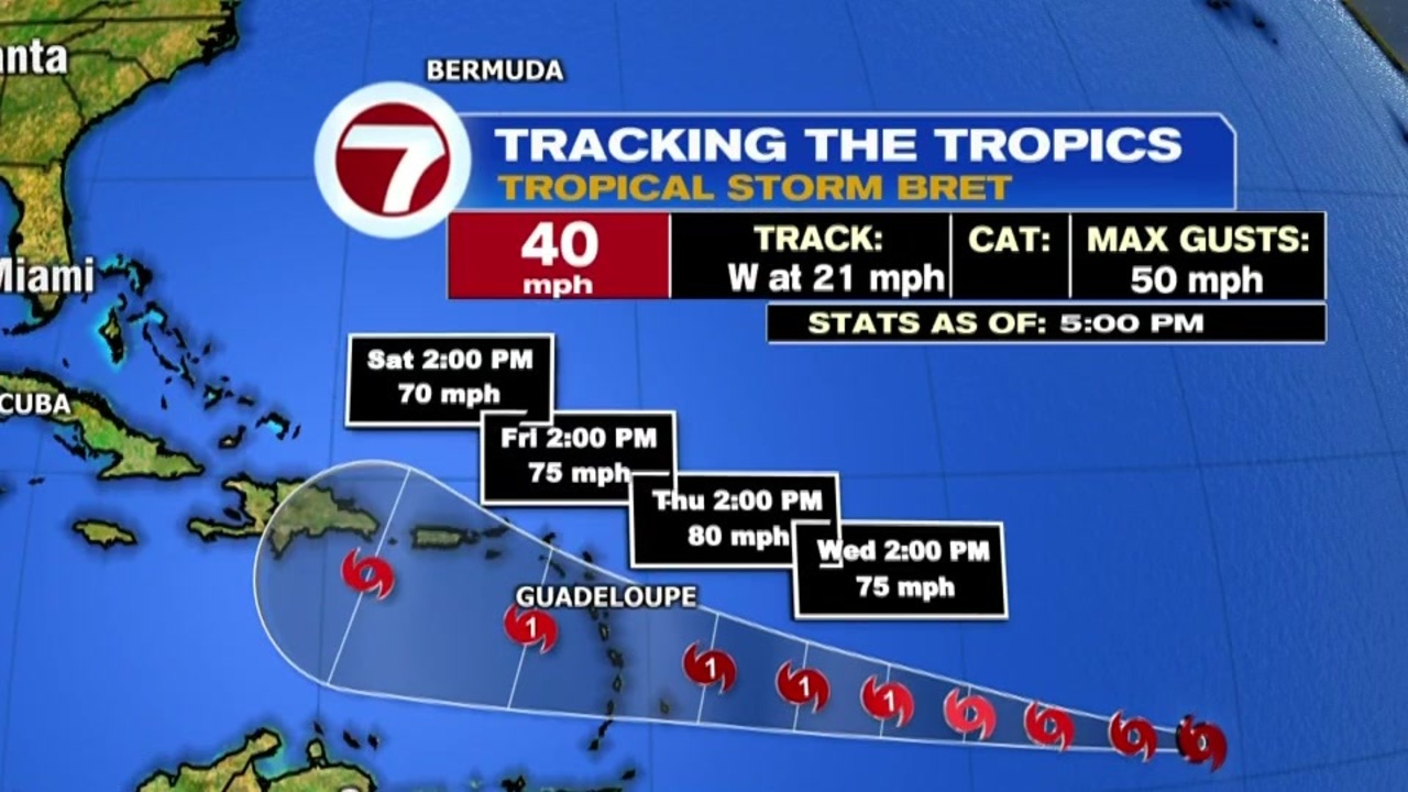 Tropical Storm Bret forms in the Atlantic Ocean