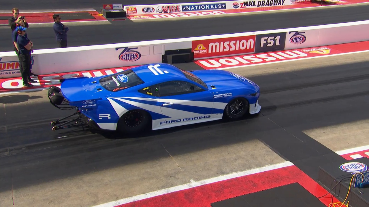 Mustang Cobra Jet 2200 becomes quickest and fastest electric car in quarter-mile at NHRA 4-Wide Nationals