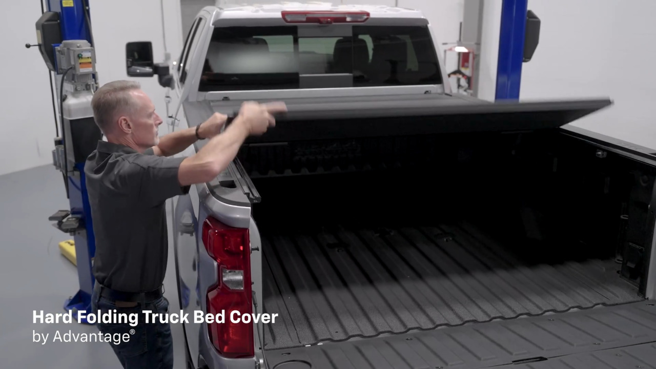 Long Bed Soft Folding Truck Bed Cover in Black by Advantage ...
