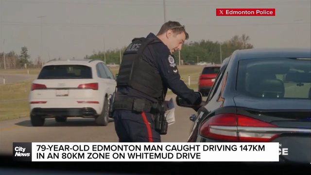 79-year-old Edmonton man caught driving 147km in an 80km zone on Whitemud Drive