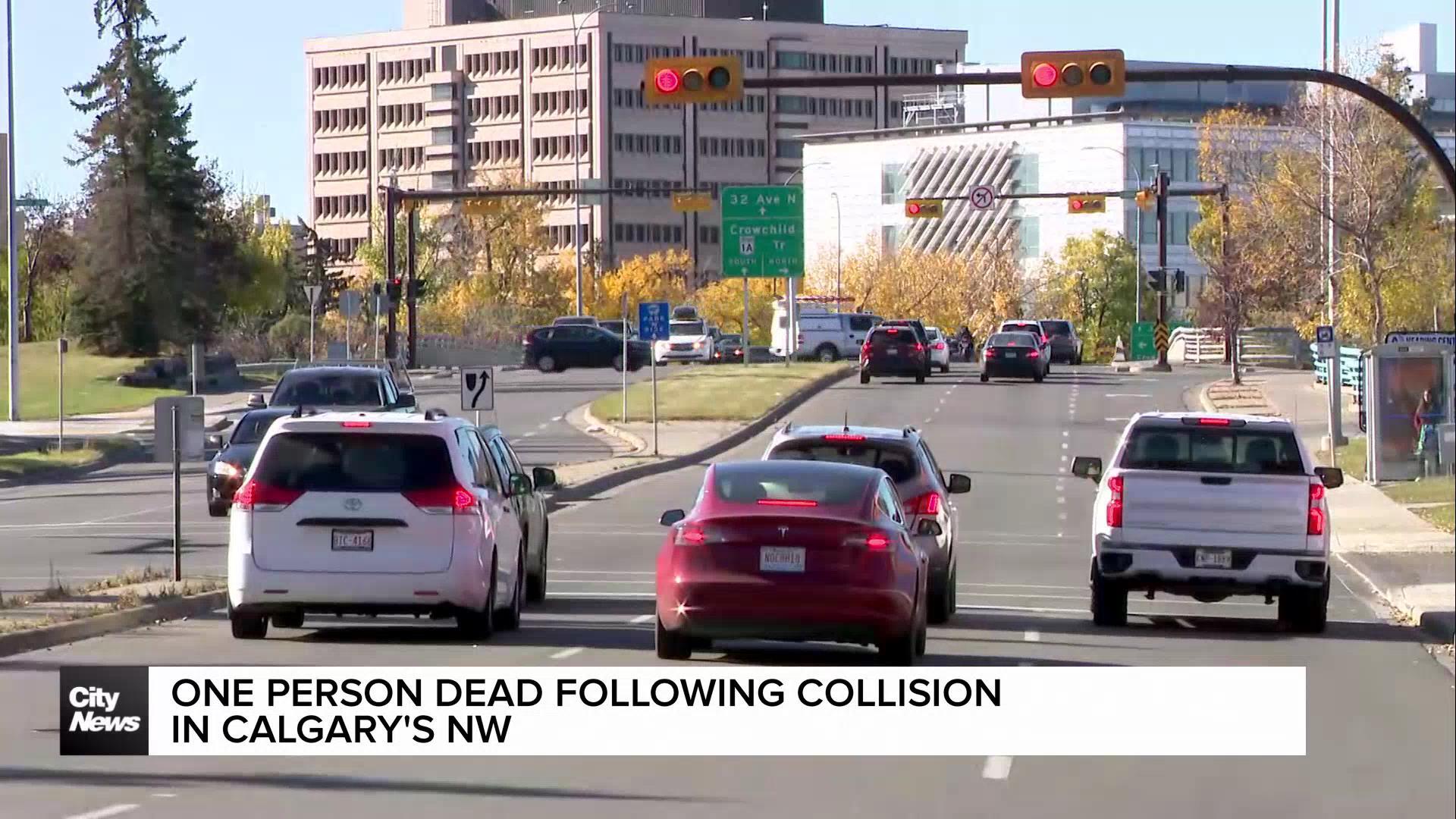 One person dead following collision in NW Calgary