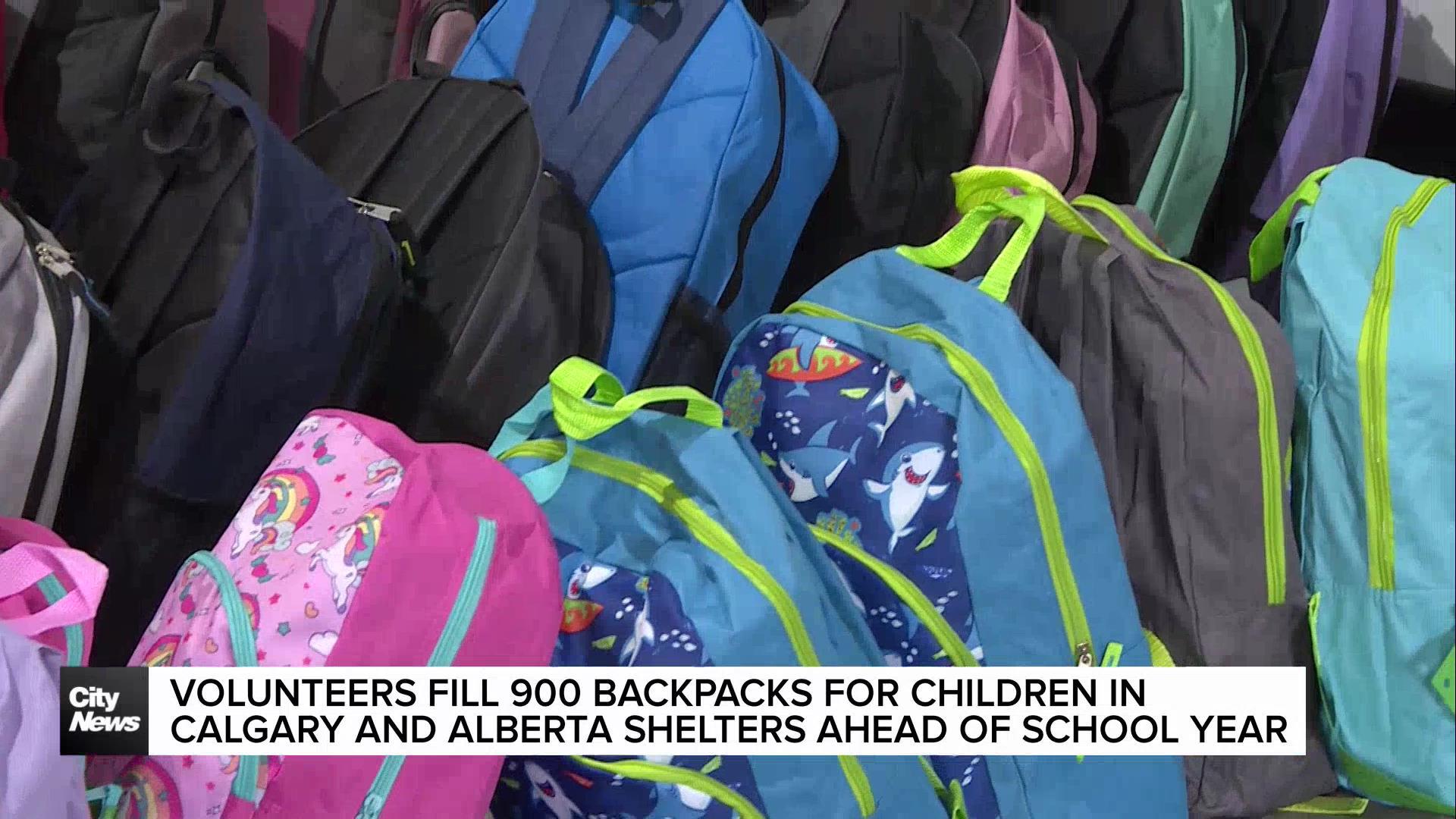 Volunteers fill over 900 backpacks for children in Calgary and Alberta shelters