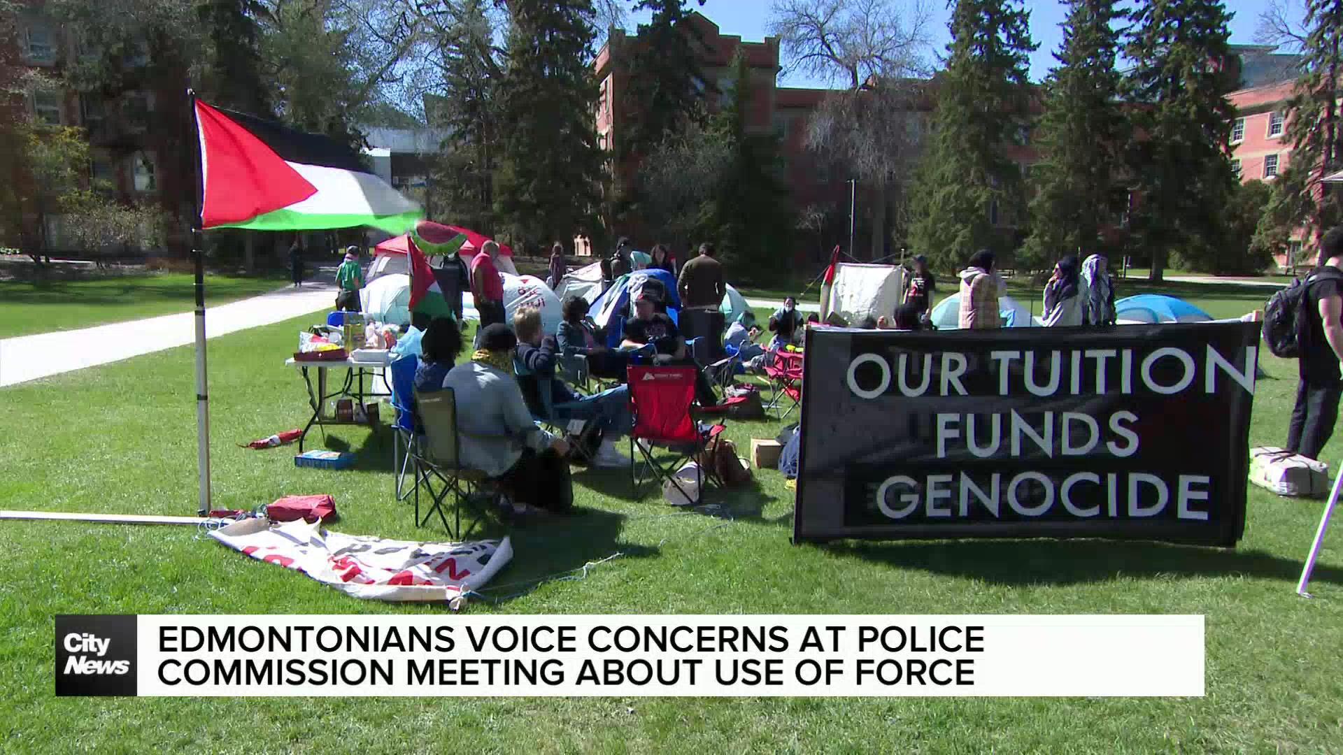 Edmontonian's raise concerns at police commission meeting about protest removal at U of A
