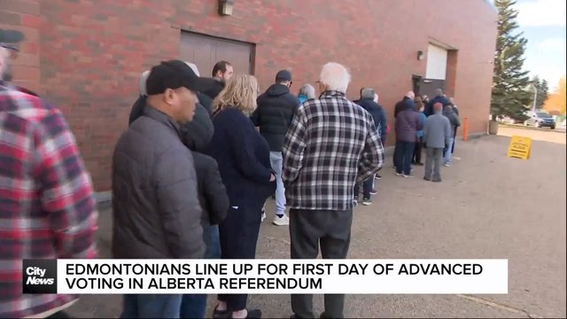 Long lines for first day of Advanced voting in Alberta Referendum
