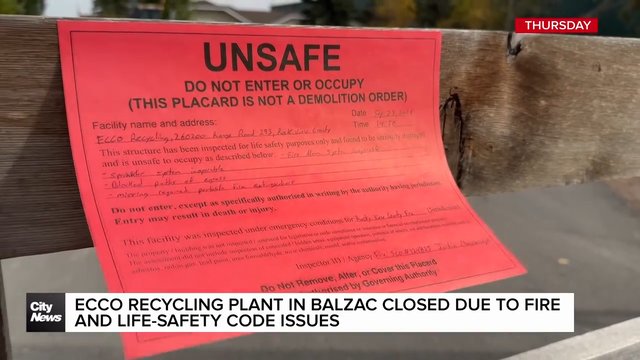 Ecco recycling plant in Balzac closed due to fire and life-safety code issues