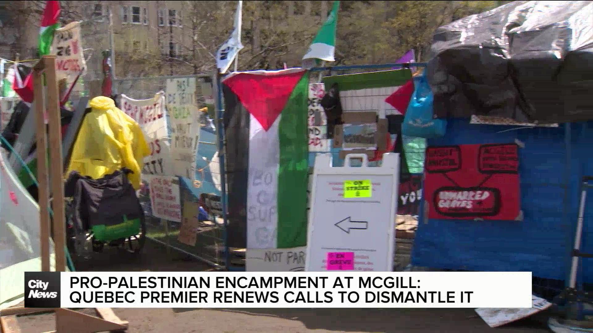 Quebec Premier wants pro-Palestinian encampment at McGill dismantled