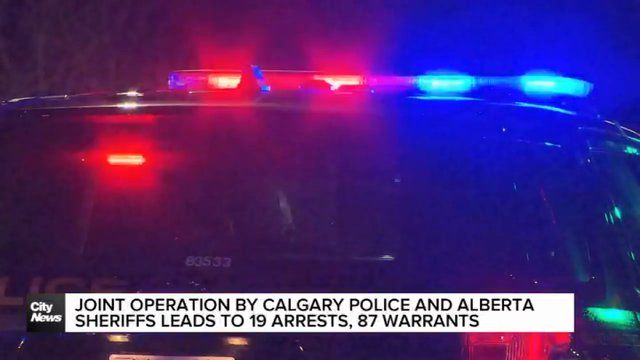 Joint operation by Calgary police and Alberta sheriffs leads to 19 arrests, 87 warrants executed