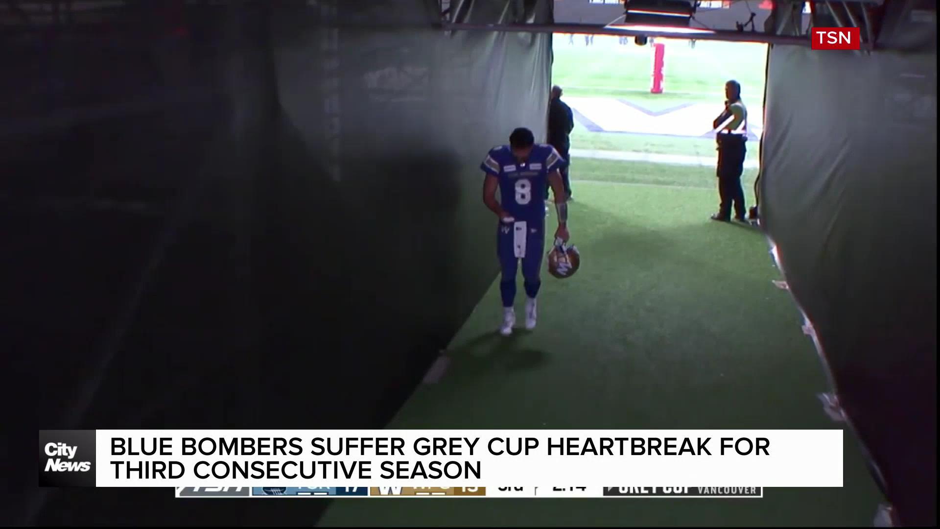 Blue Bombers suffer heartbreak in the Grey Cup once again