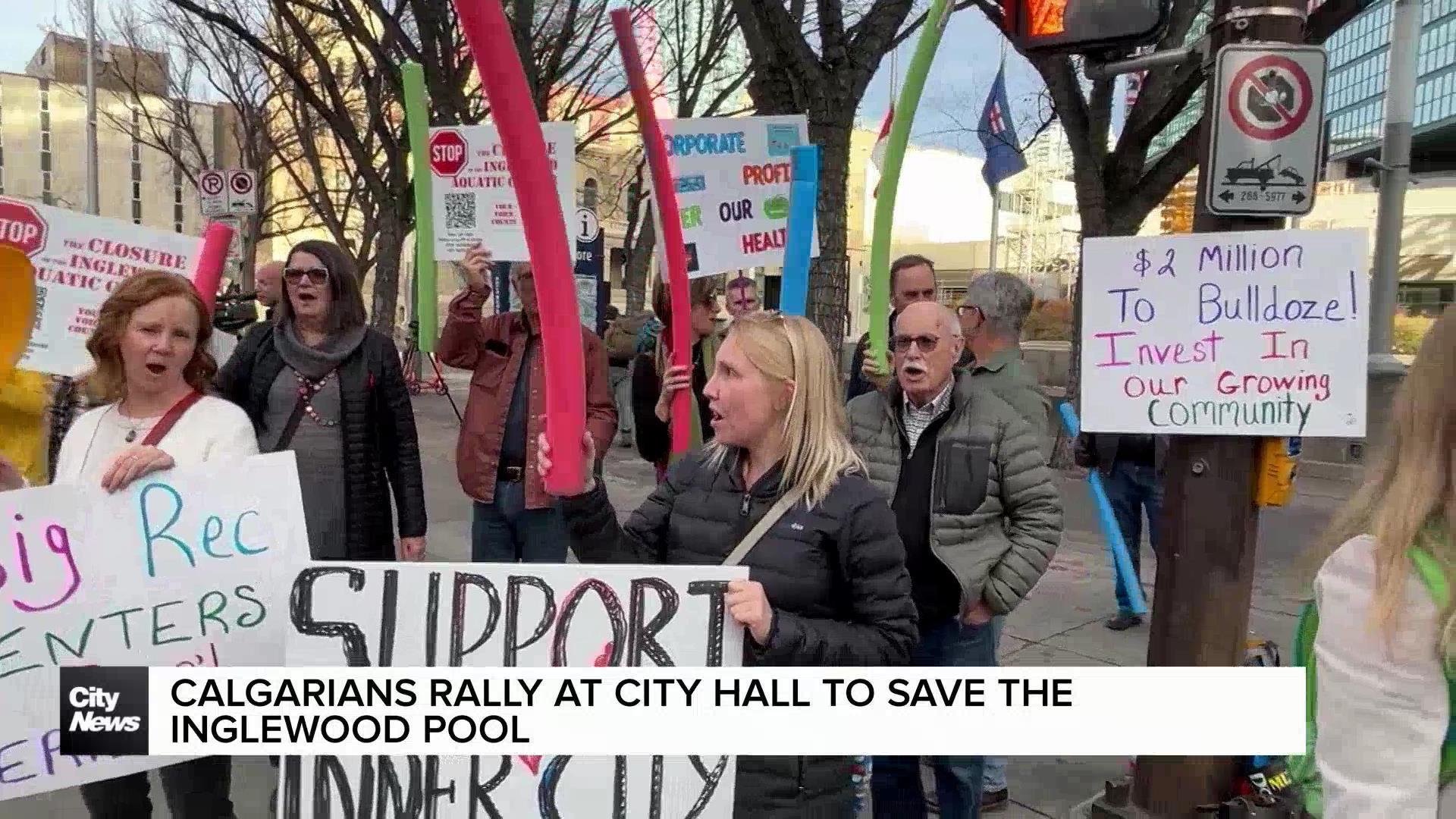 Calgarians rally at City Hall to save the Inglewood Aquatic Centre