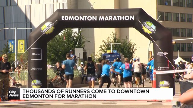 Thousands of runners come to downtown Edmonton for Marathon