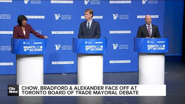 Olivia Chow, Brad Bradford, Chris Alexander face off in Toronto Region Board of Trade mayoral debate