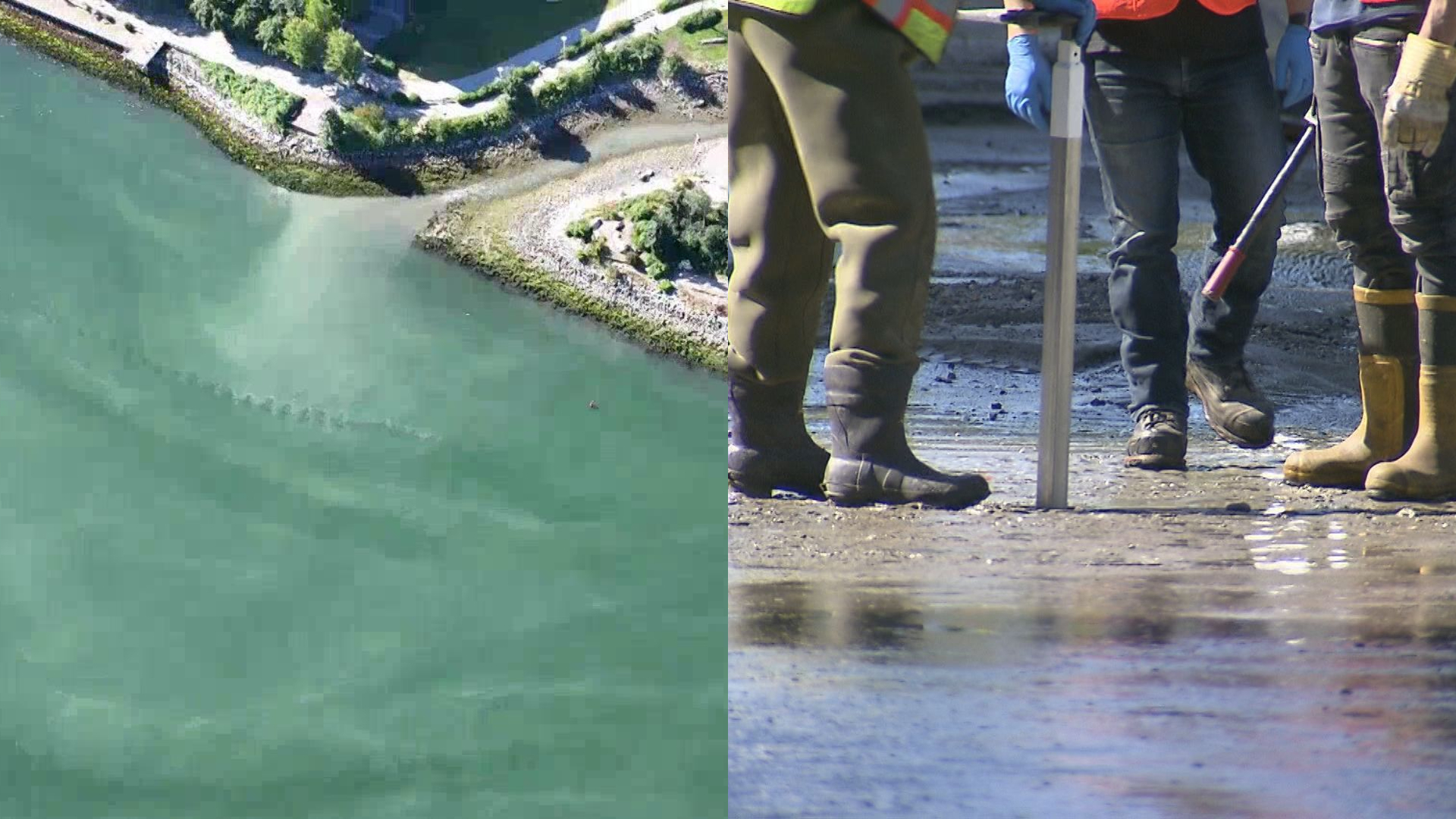 Sewage flows into False Creek after main breaks in Vancouver