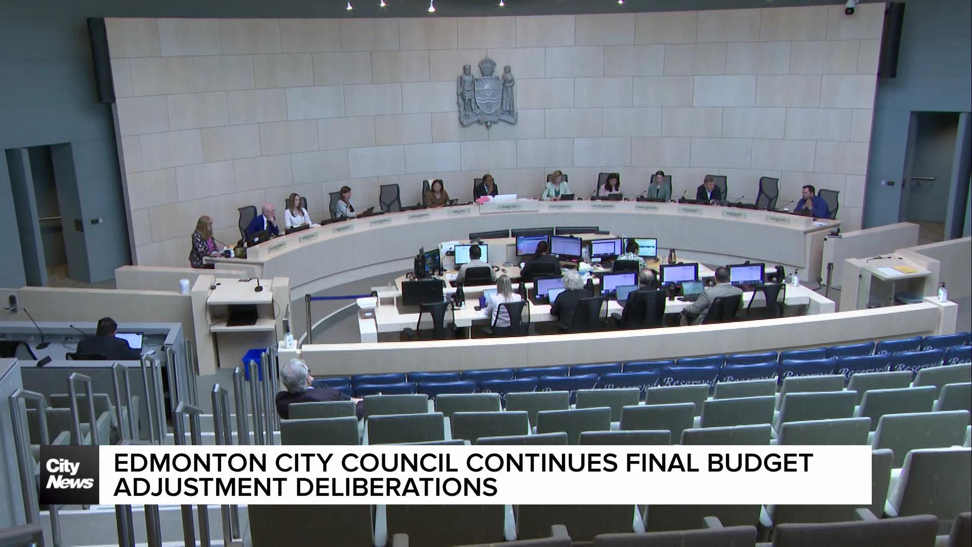 Edmonton city council continues final budget adjustment deliberations