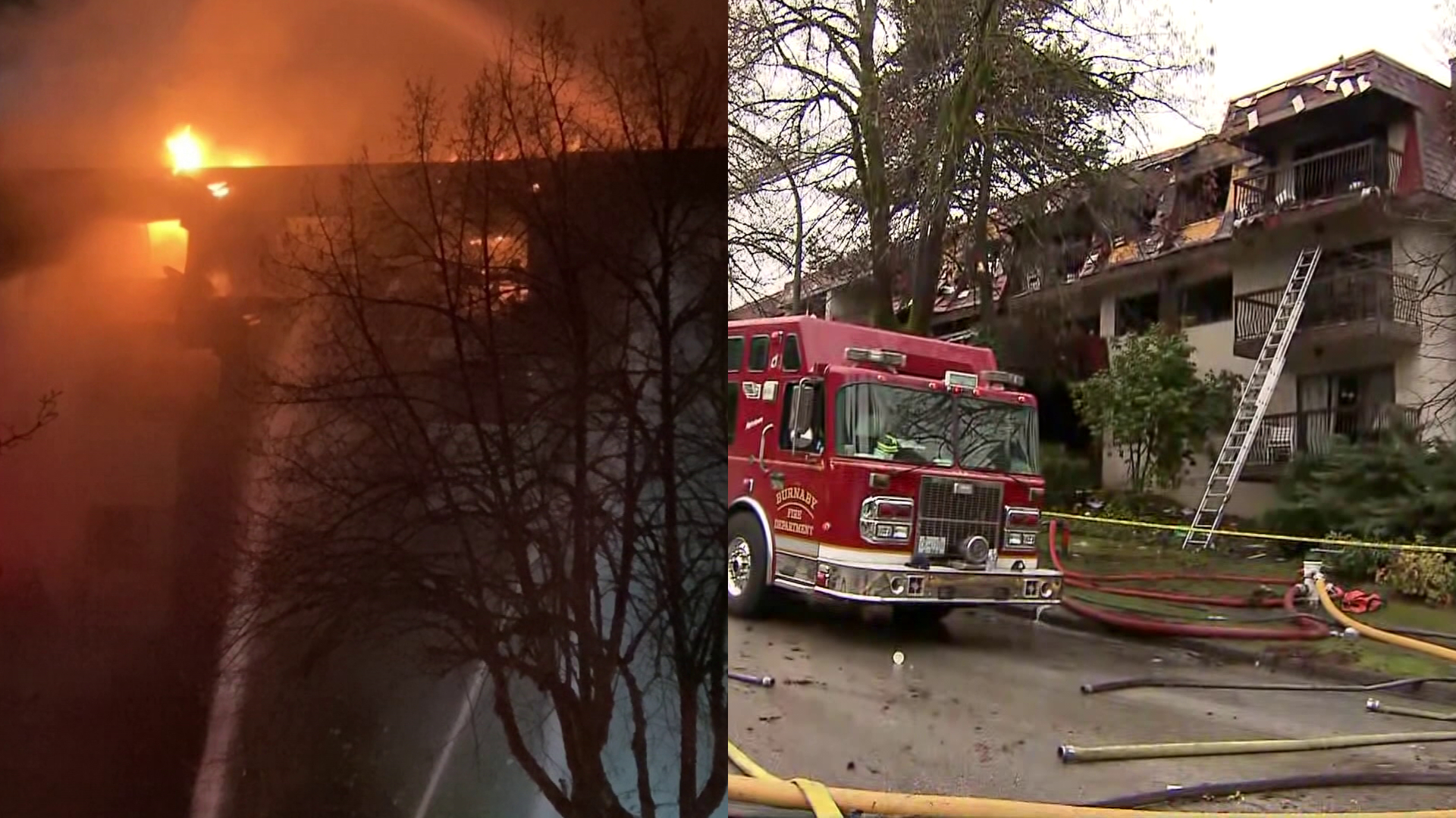 2 injured, at least 100 displaced by Burnaby apartment fire