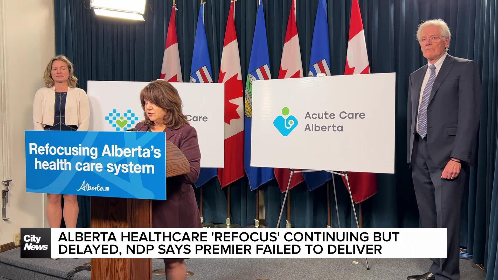 Alberta failing to deliver healthcare improvements: NDP, experts