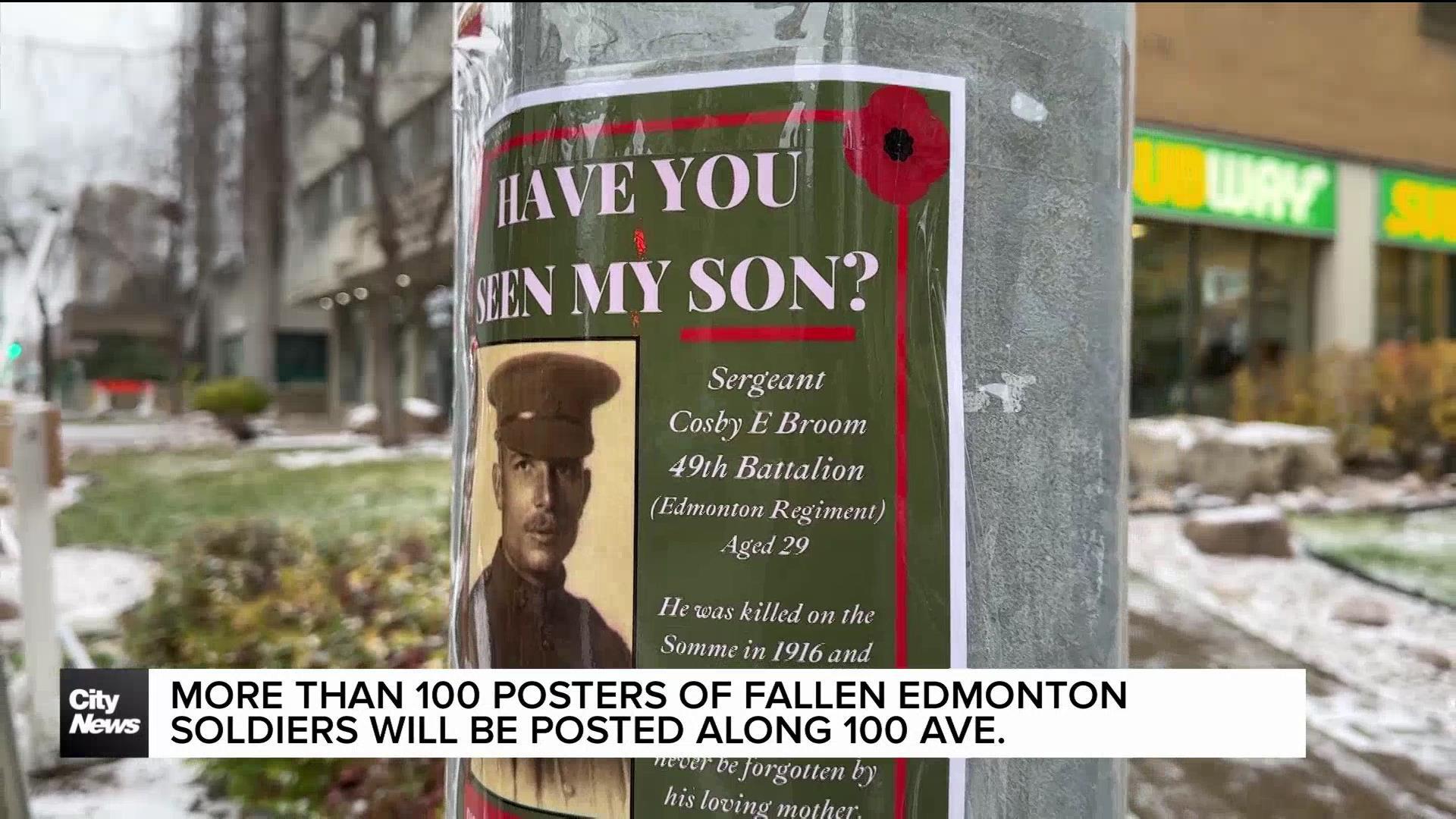 More than 100 posters of fallen Edmonton soldiers will be posted along 100 Ave