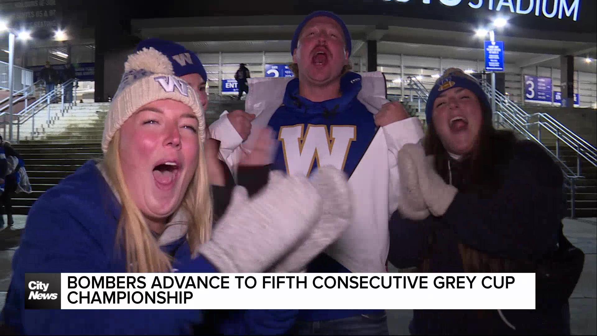 Blue Bombers advance to fifth consecutive Grey Cup championship