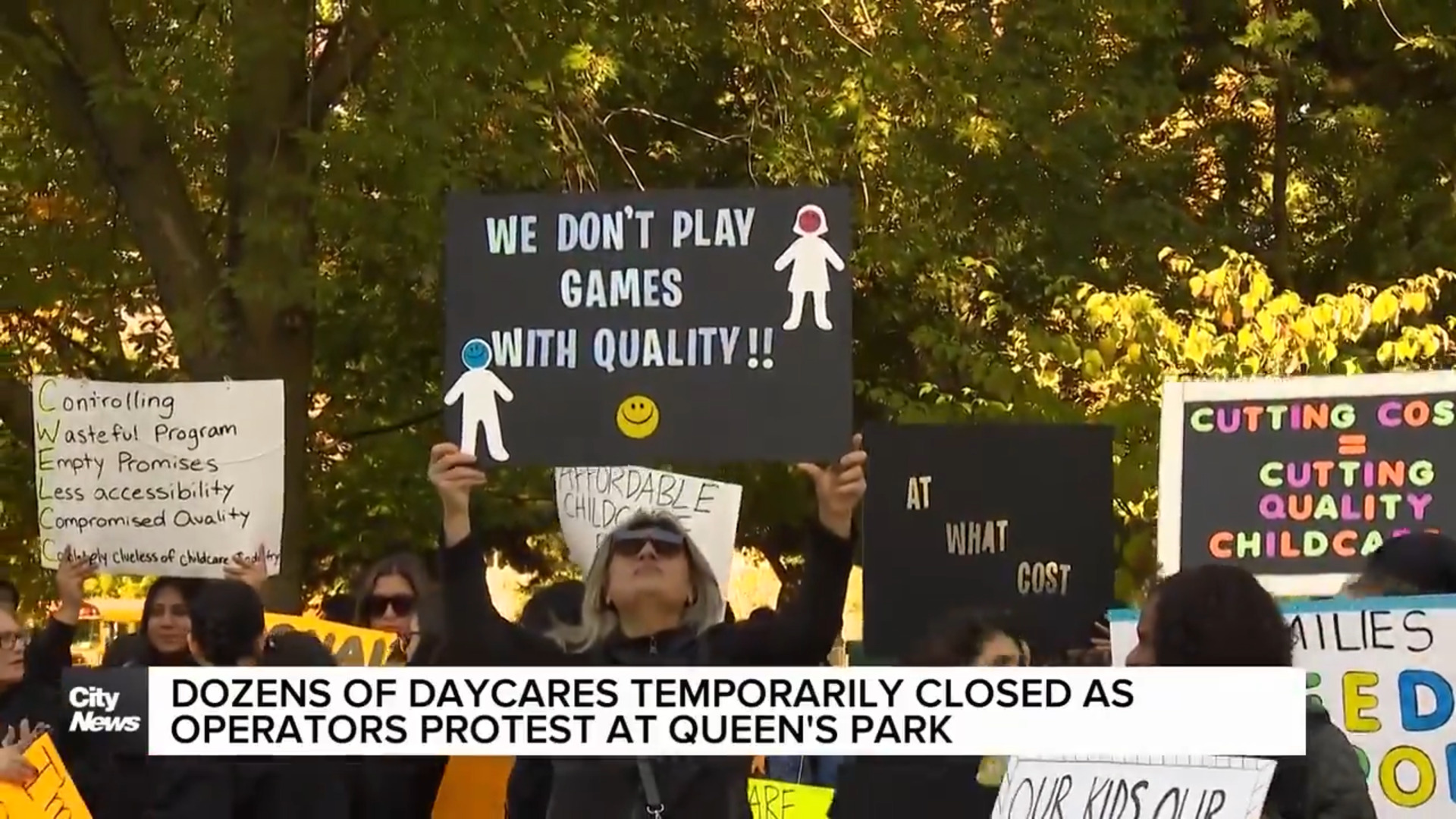 Dozens of daycares temporarily closed as operators hold protest at Queen’s Park