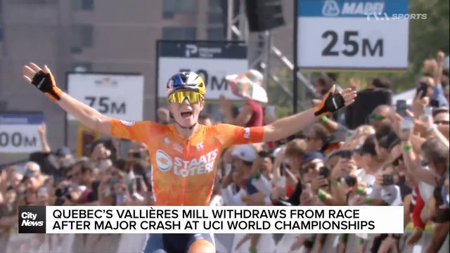 Quebec’s Vallières Mill withdraws after crash at UCI Championships