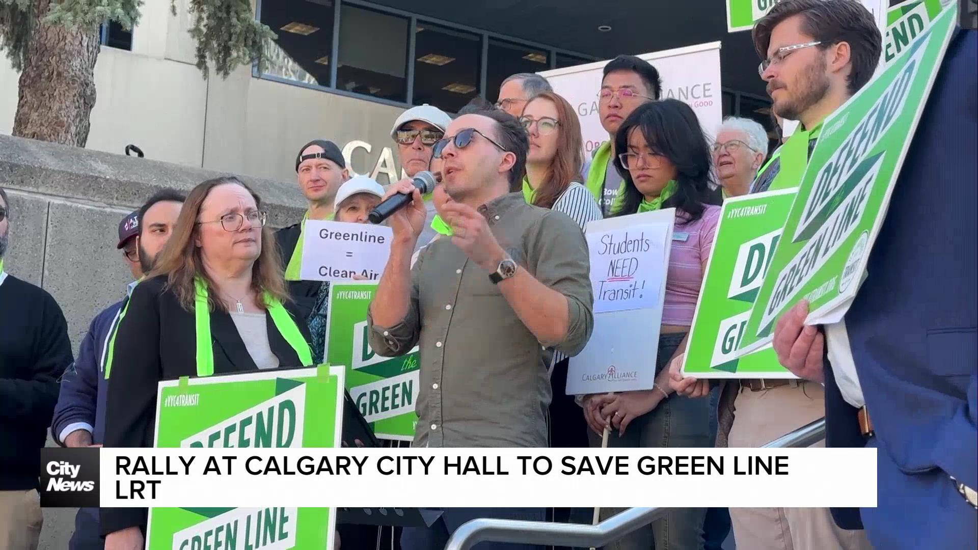 Rally at Calgary City Hall to save Green Line LRT