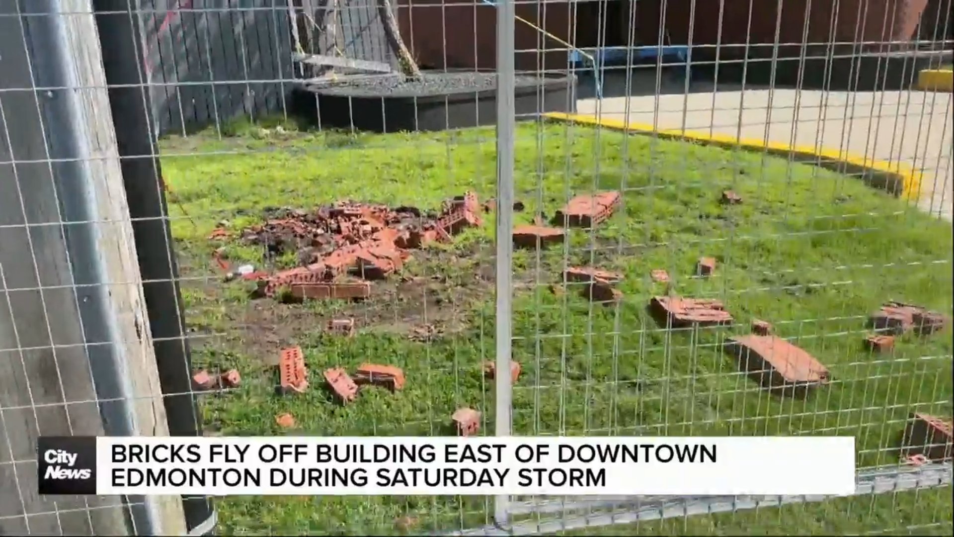 Bricks fly off apartment building east of downtown Edmonton
