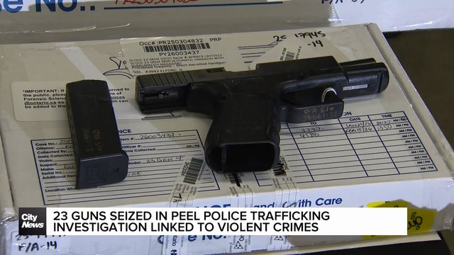 23 guns seized in Peel Police trafficking investigation linked to violent crimes