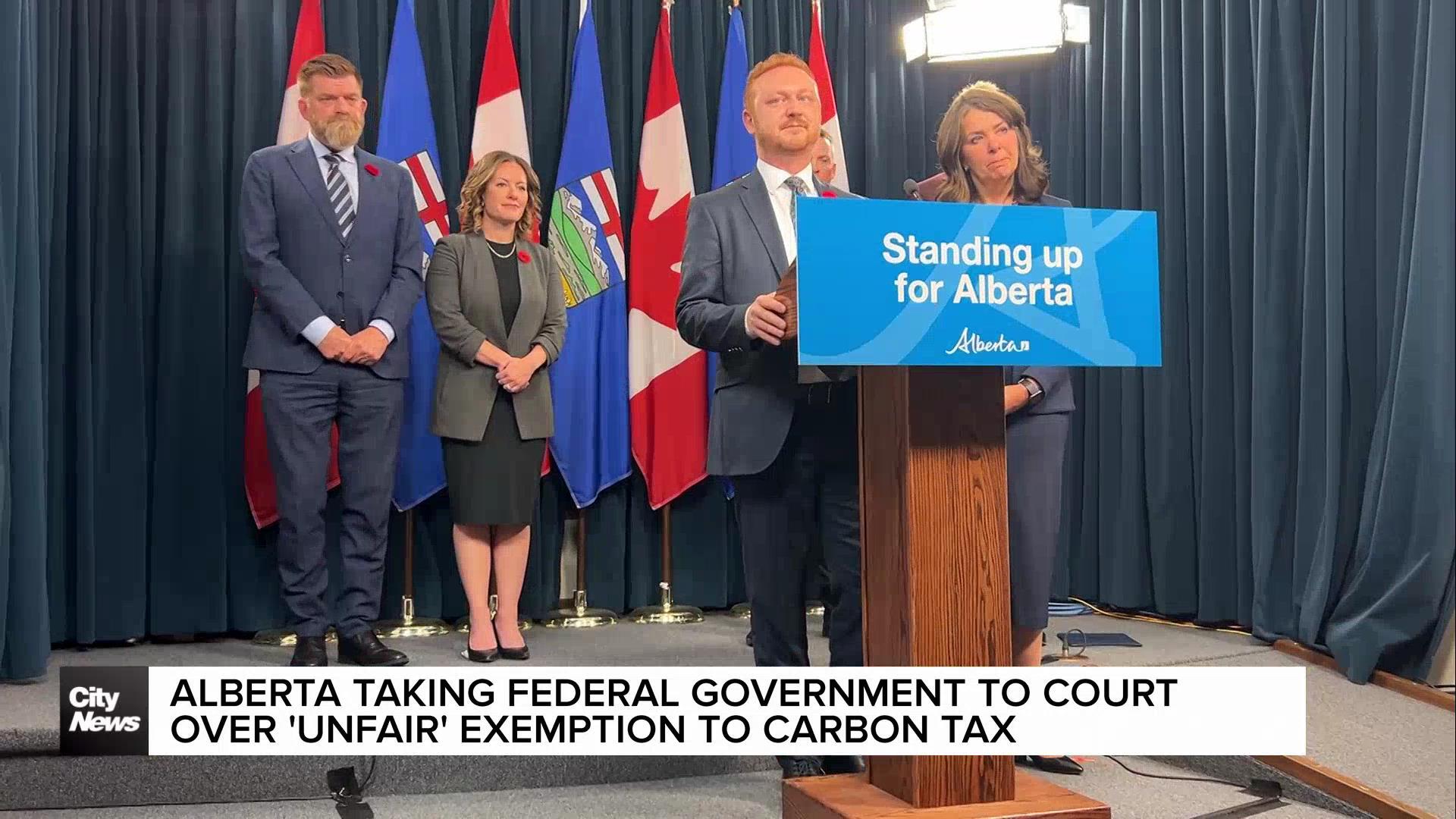 Alberta launches lawsuit over carbon tax exemption