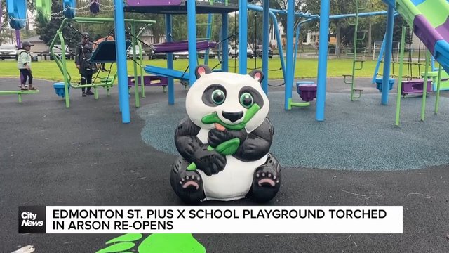 North Edmonton school playground re-opens after arson