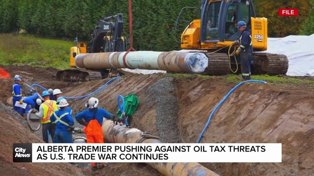 Alberta Premier defends stance on Canada-U.S. trade war, rejects calls for oil export tax