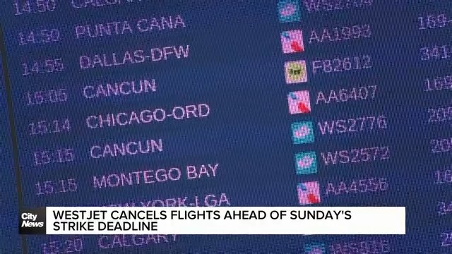 WestJet cancels hundreds of flights as Sunday strike deadline looms