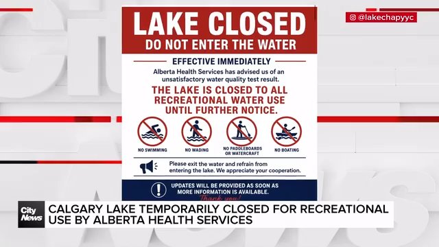 Calgary Lake temporarily closed for recreational use by Alberta Health Services