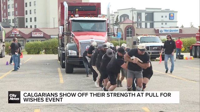 Calgarians show off their strength at Pull for Wishes event