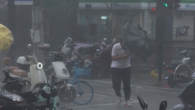 Typhoon Dolphin causes flooding, travel disruption in Shanghai