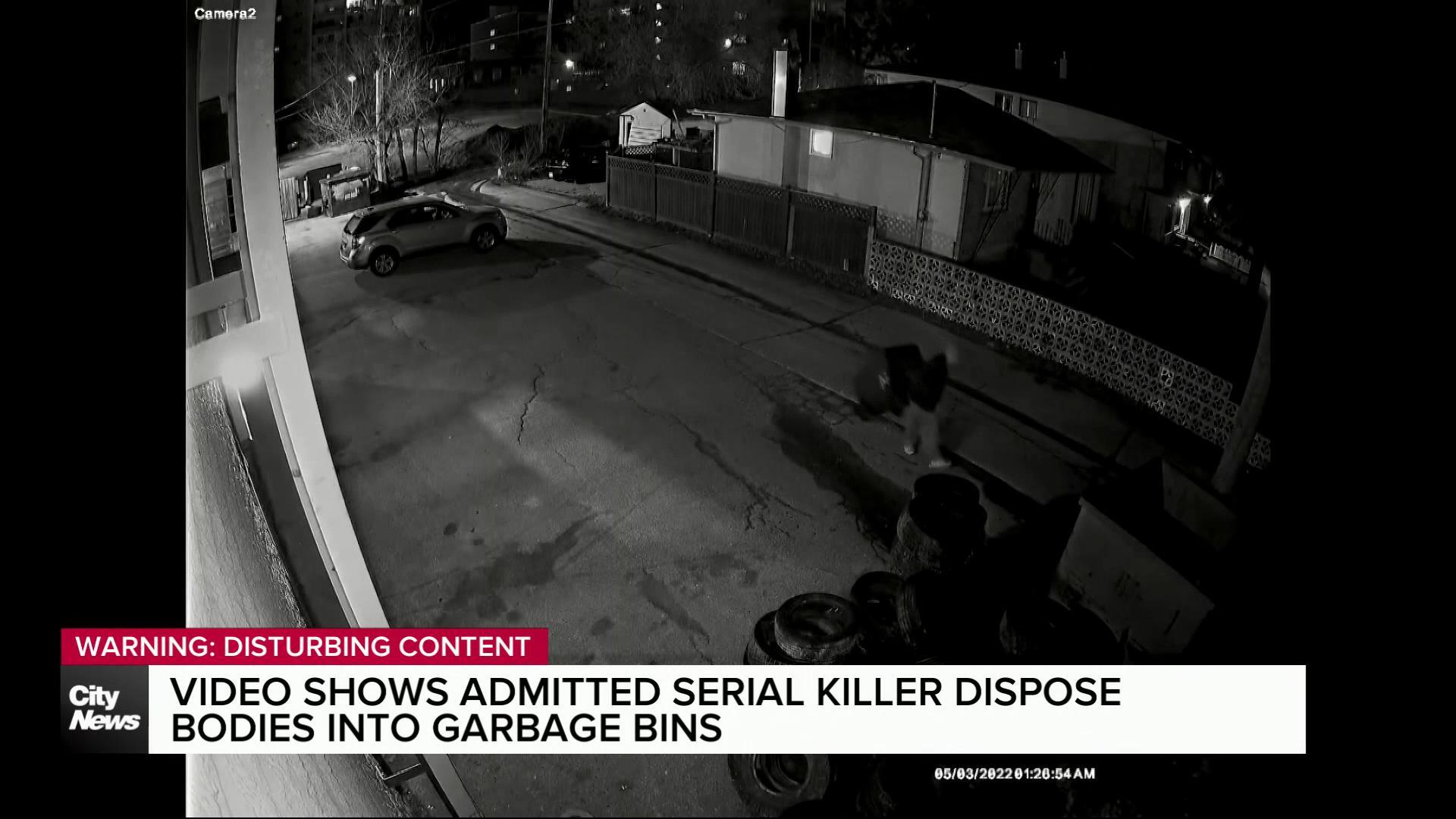 Surveillance video appears to show Skibicki dumping victims in garbage bins