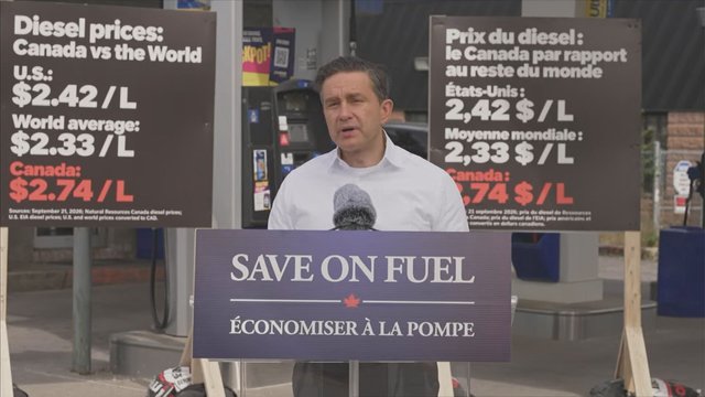 Poilievre urges fed to cut tax on diesel fuel