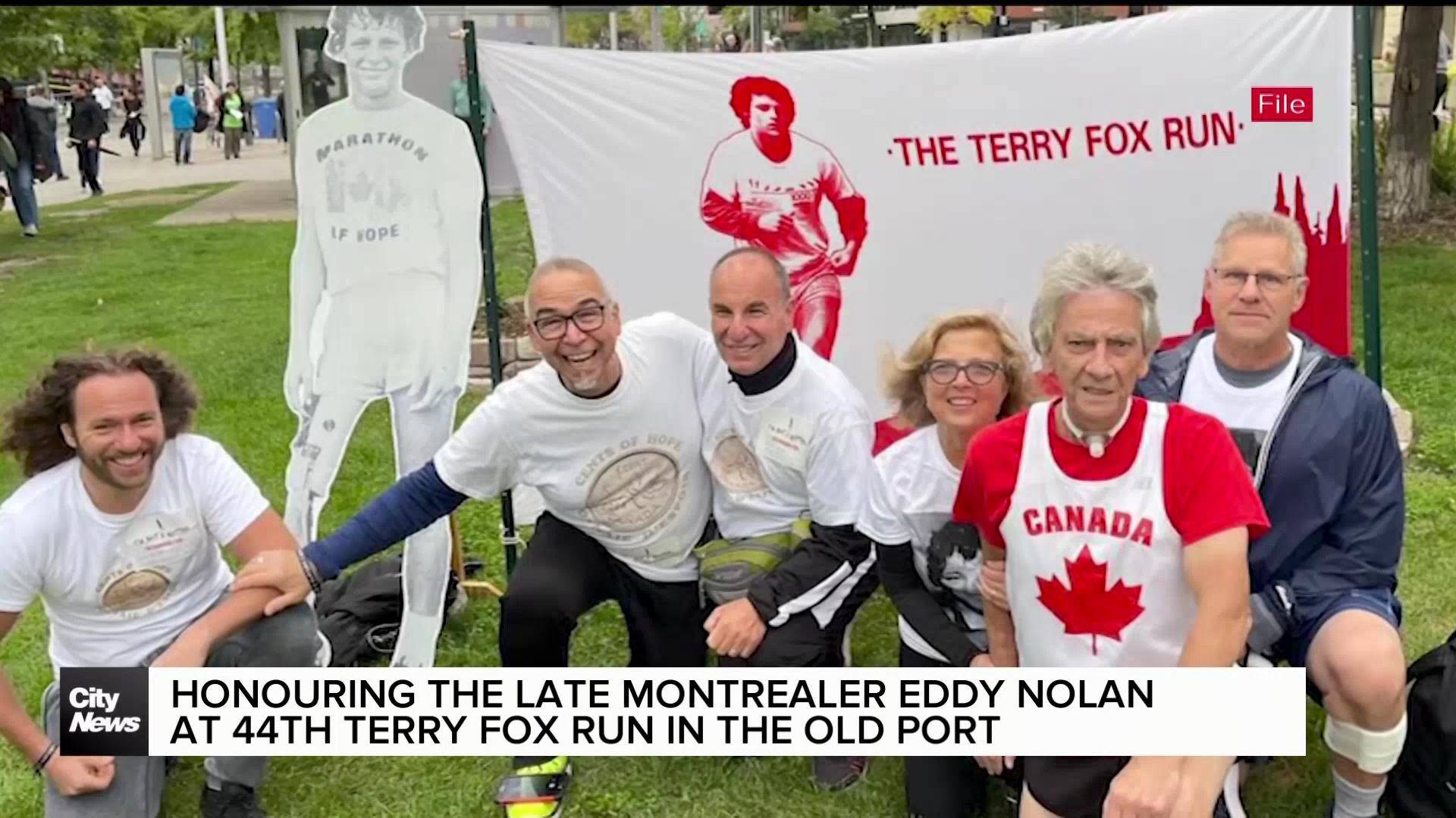 Honouring Eddy Nolan at 44th Terry Fox Run in Montreal's Old Port