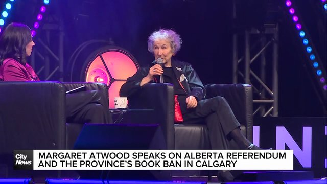 Author Margaret Atwood speaks in Calgary