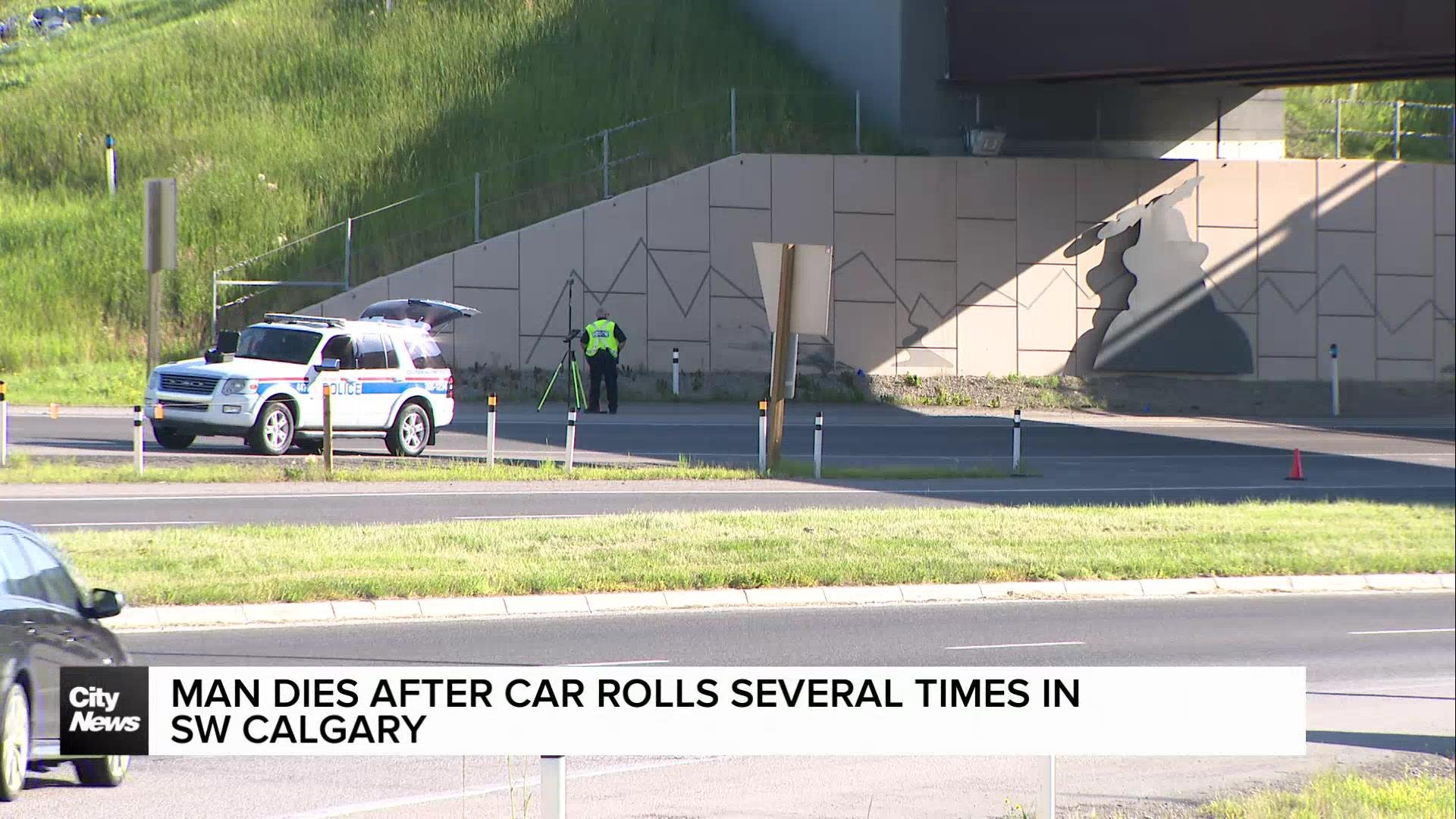 Man dies after car rolls several times in SW Calgary