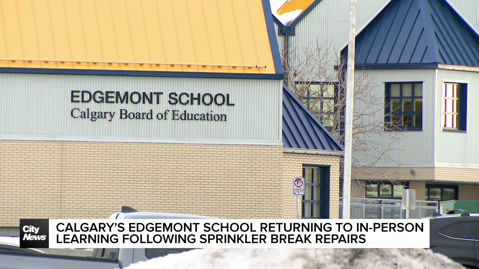 Calgary's Edgemont School returns to in-person learning following sprinkler break repairs