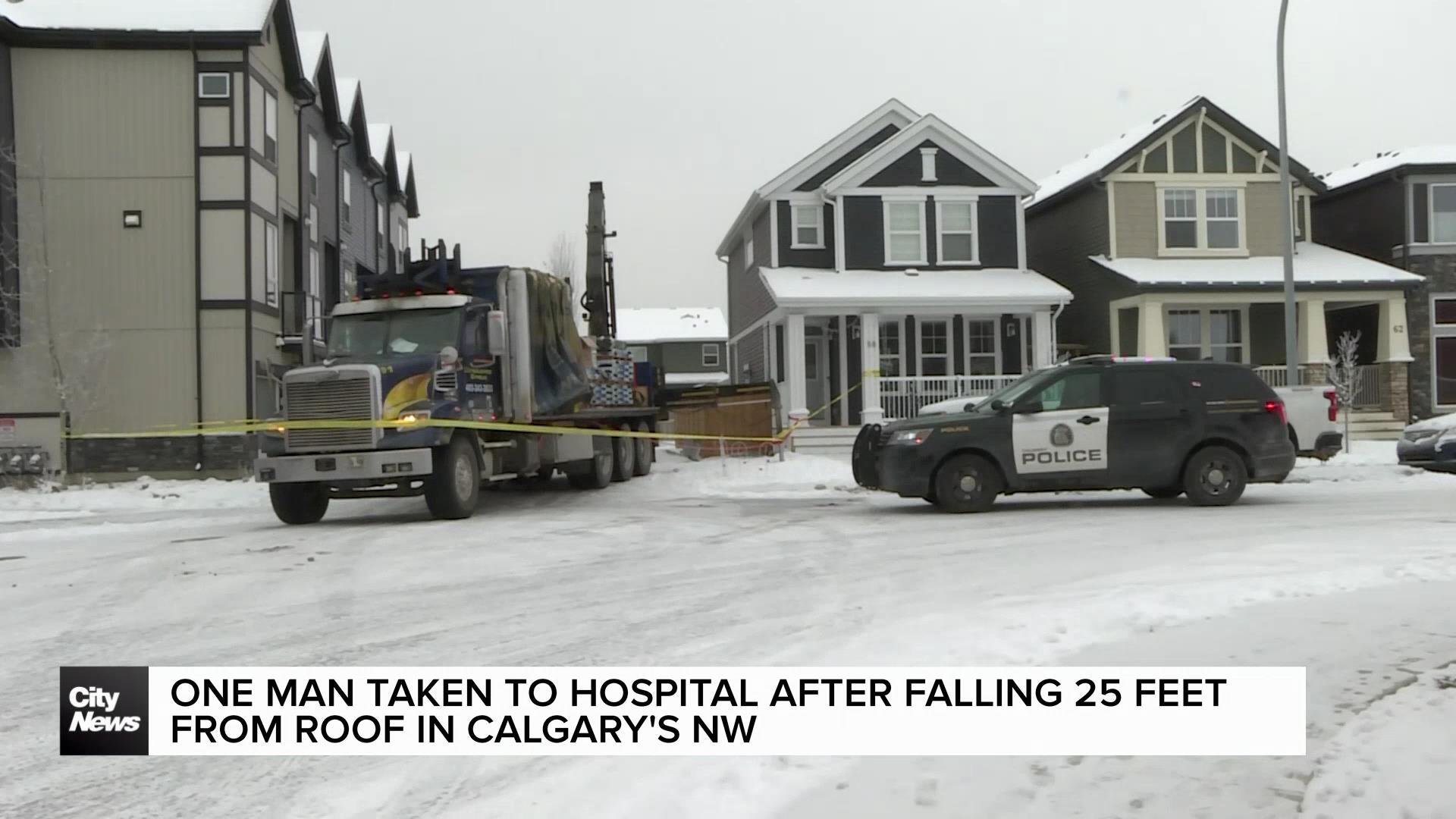 Man taken to hospital after falling 25 feet from NW Calgary roof