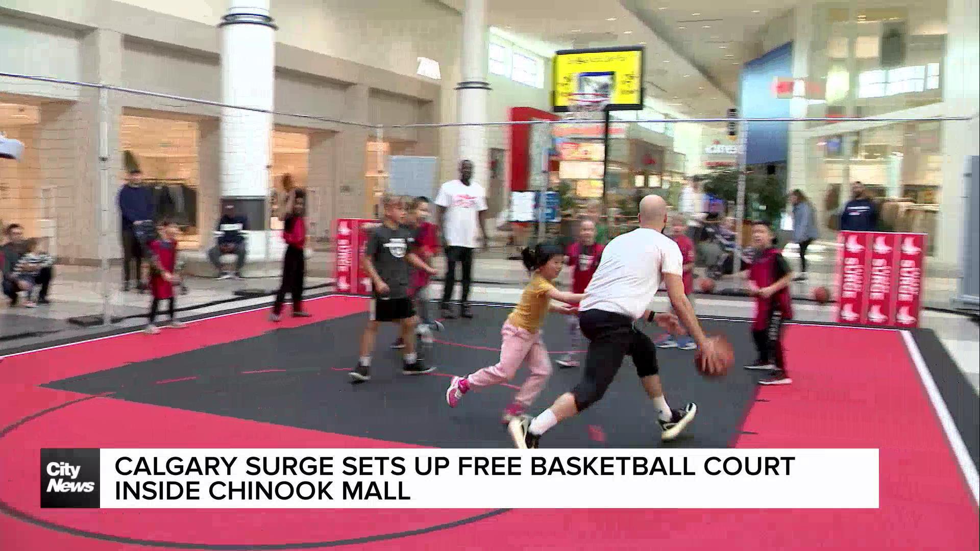 Calgary Surge sets up free basketball court inside Chinook Mall