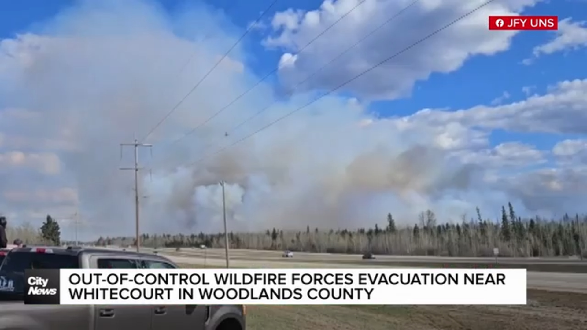 Out-of-control wildfire forces evacuation of rural homes near Whitecourt