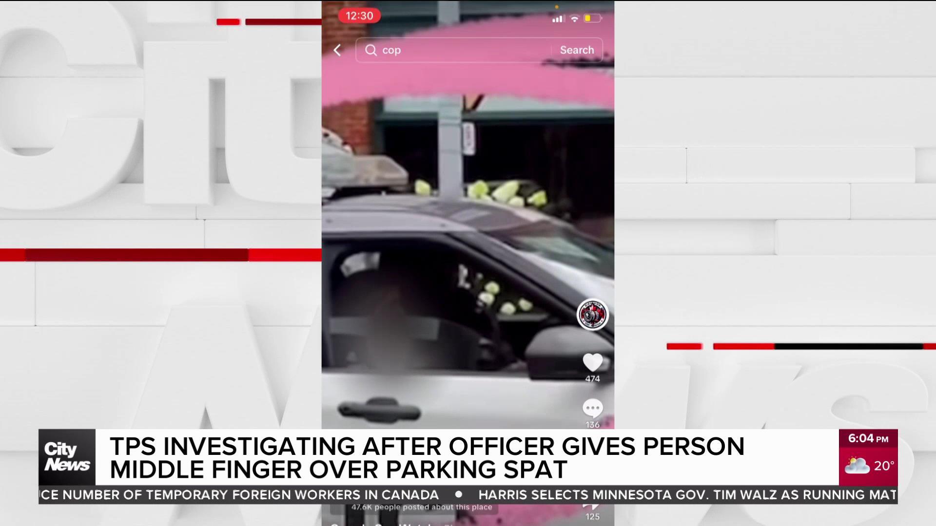 Toronto cop gives citizen the middle finger during parking argument