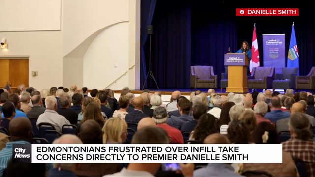 Edmontonians frustrated over infill take concerns directly to premier Danielle Smith