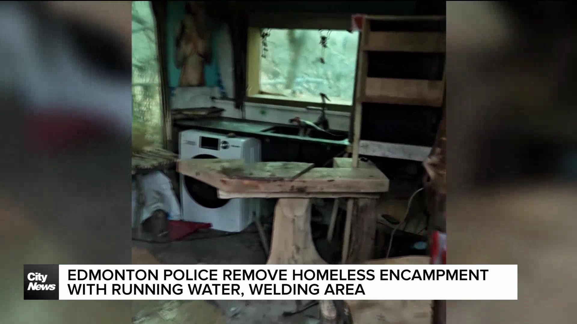 Edmonton police remove encampment with running water, welding area